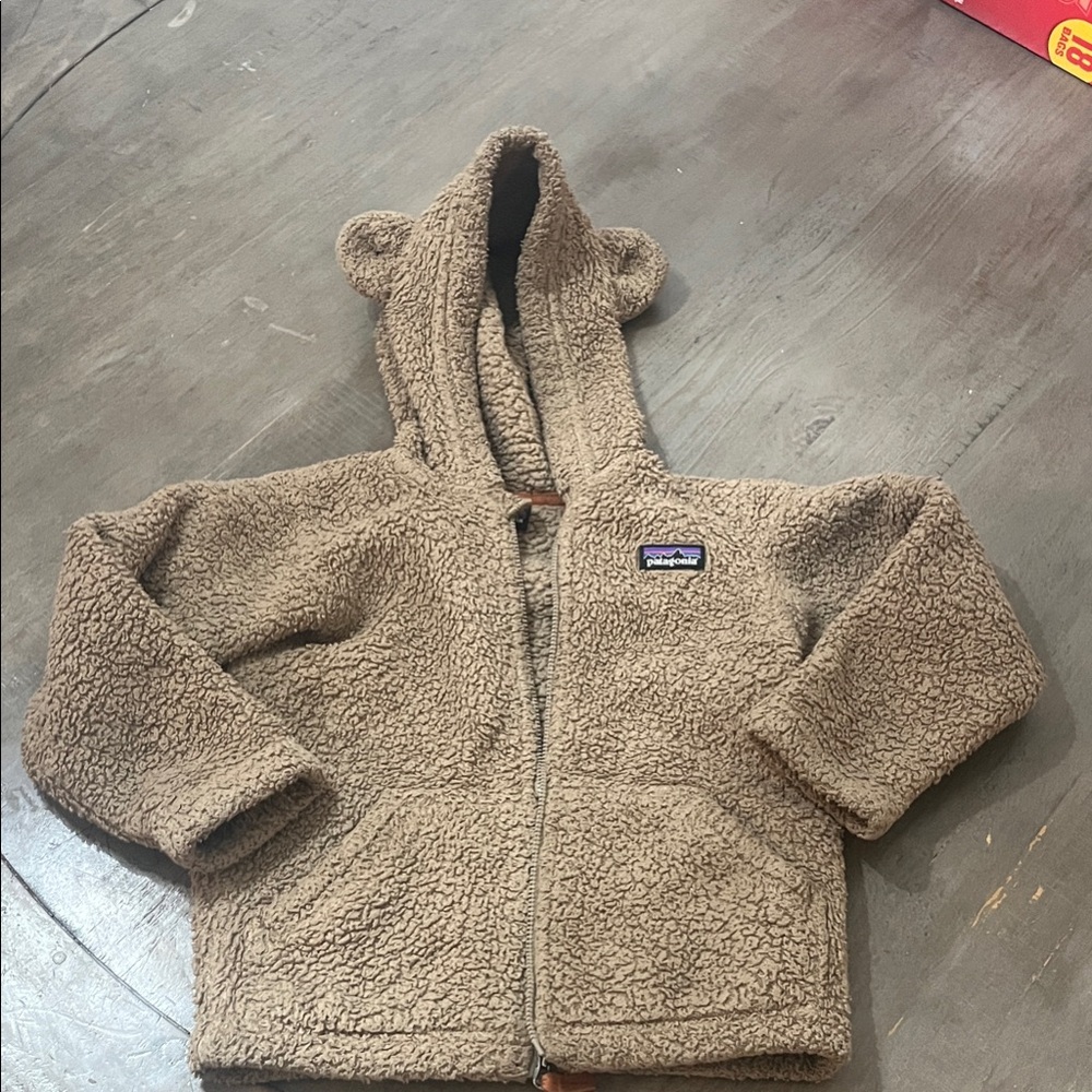 Patagonia Tan Fleece Hoodie with Bear Ears